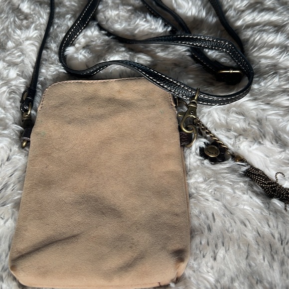 Chala Crossbody Tan Suede Beaded Purse - Picture 3 of 5